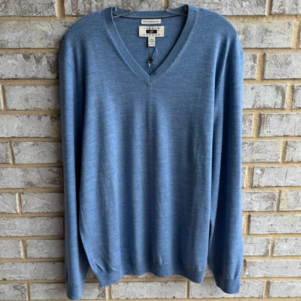 Joseph Abboud Long Sleeve 100% Merino Wool V-Neck Sweater Men's Size XXL.